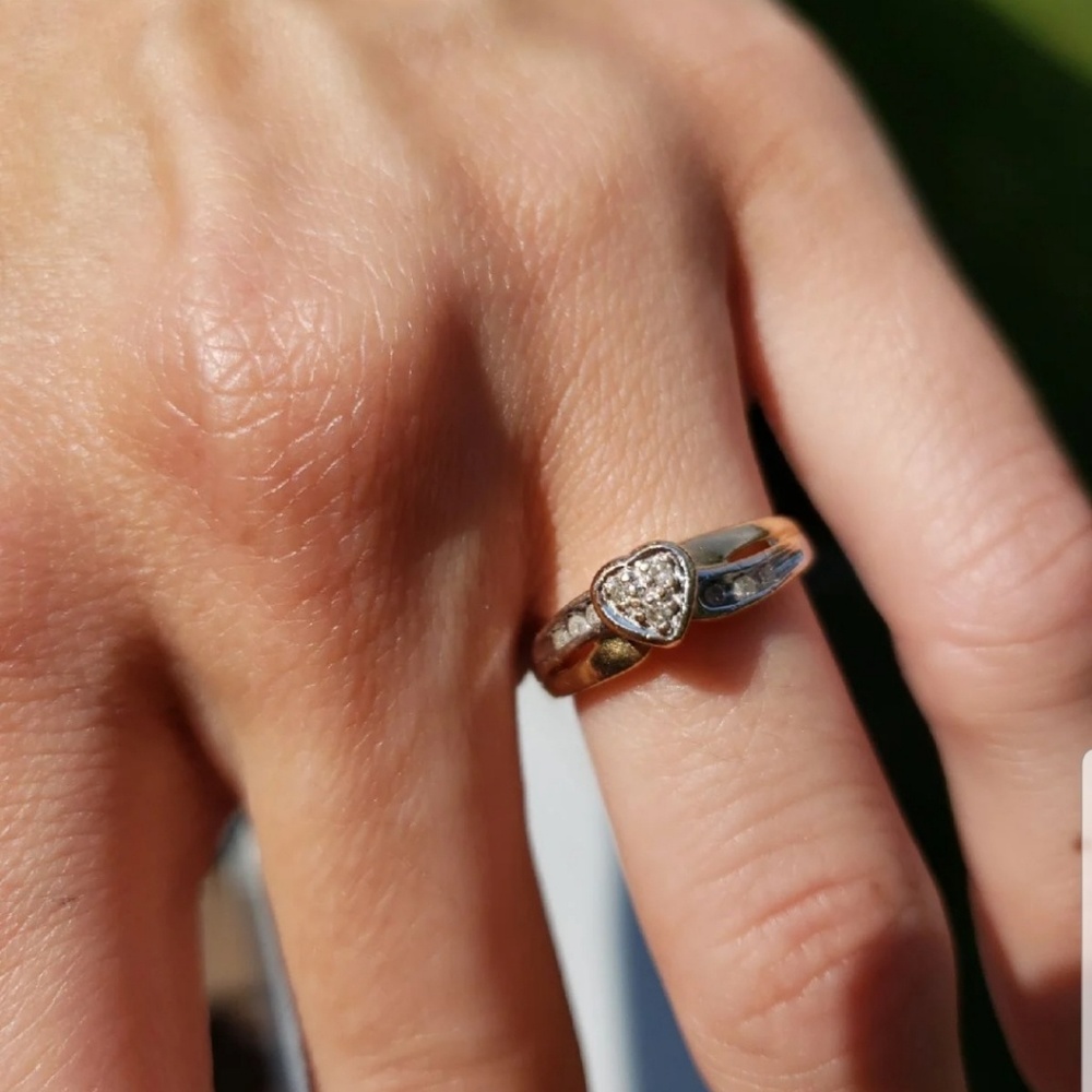 10k yellow and white gold promise ring with box